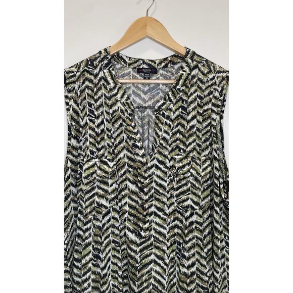 Cocomo Pleated Tank Size 3X Green Flowy Pintuck Popover Travel Boho Soft Stretch - Picture 2 of 9